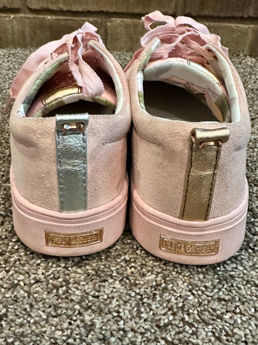 Ted Baker Kelleis Mink Pink Suede Low Top Sneakers Sz 9 • Coquette Balletcore - Picture 4 of 6